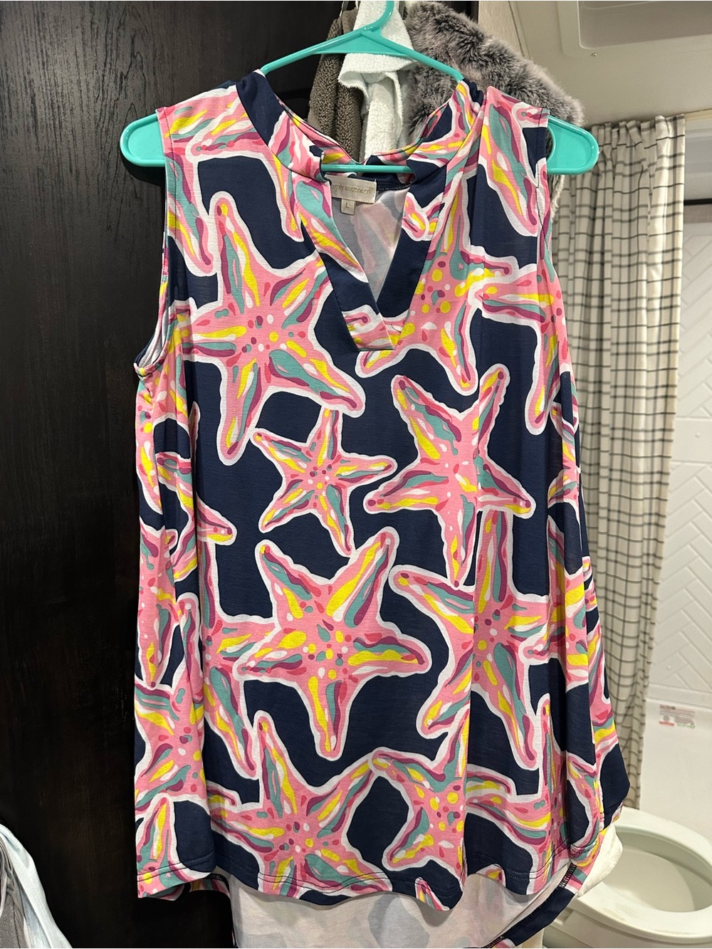 Simply Southern Navy Camisole with Pink Starfish Print